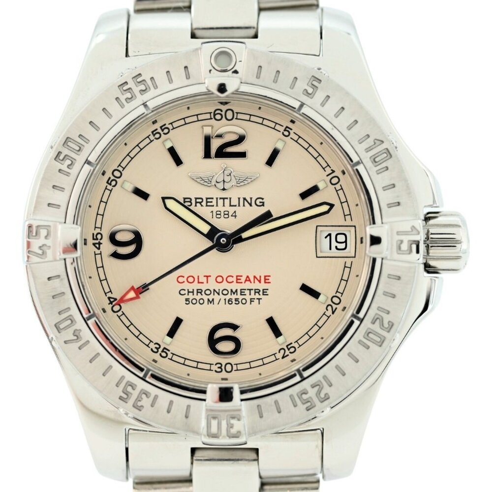Breitling Ladies 33mm Colt Ocean 500M White Dial Stainless Steel Watch- A77380!